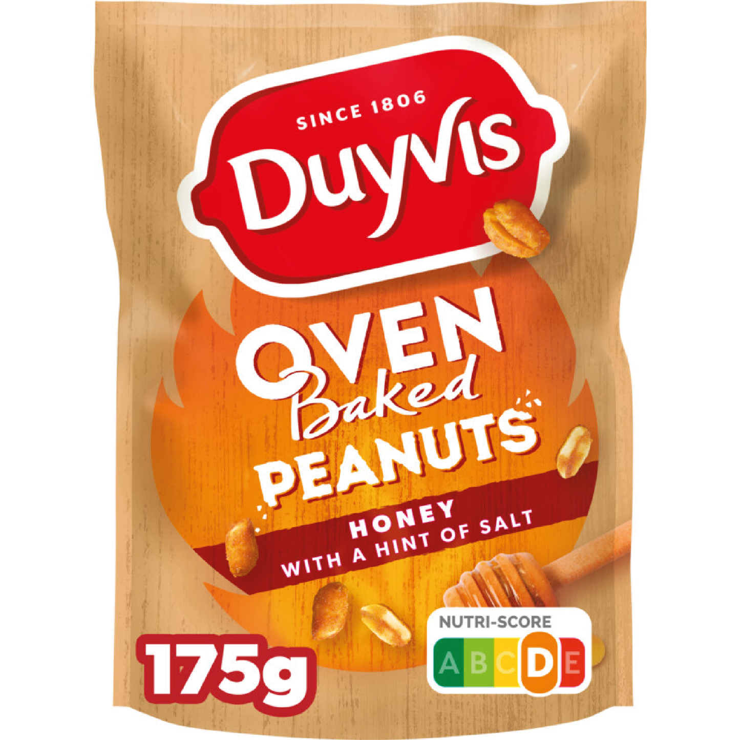 Duyvis Oven Baked Peanuts Honey 175g ·