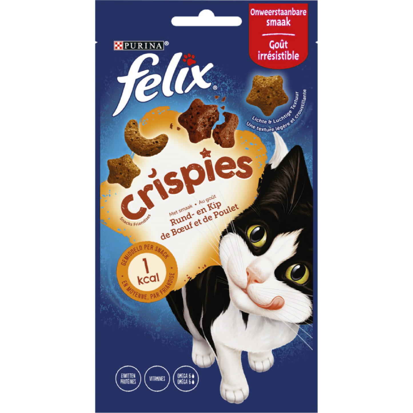 Felix Crispies rund- & kipsmaak kattensnack 45g